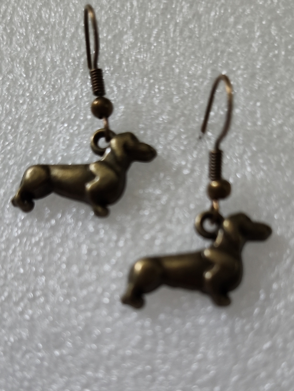 Hand Crafted Bronze-Tone Dachshund Dangle Earrings